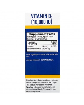 Superior Source, витамин D3, 250 мкг (10 000 МЕ), 100 быстрорастворимых таблеток MicroLingual